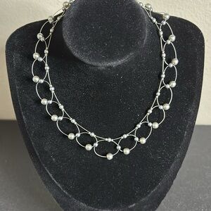 Robert Rose Wire Pearl Choker Necklace Elegant Goth The Craft​​​